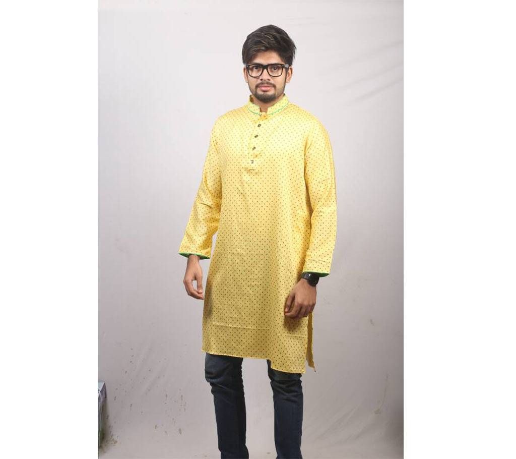 Yellow Satin Panjabi For Men