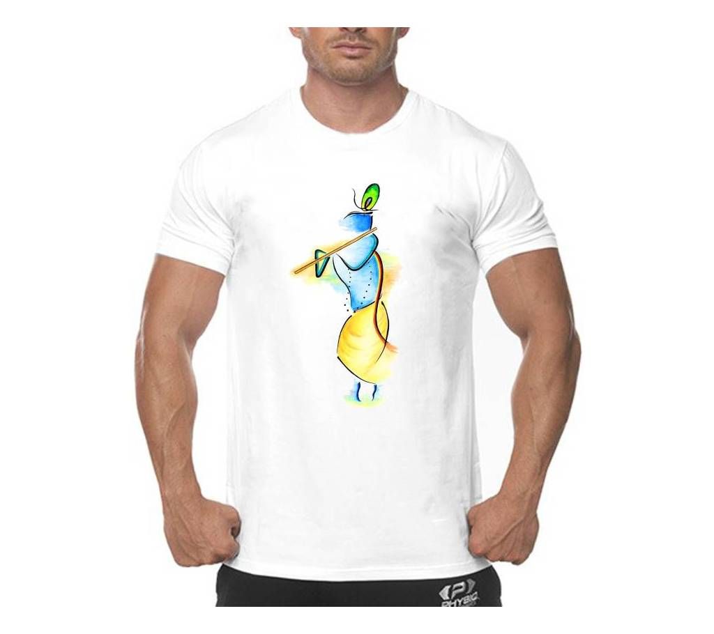 Mens Round Neck Graphic Print Polyester T-Shirt