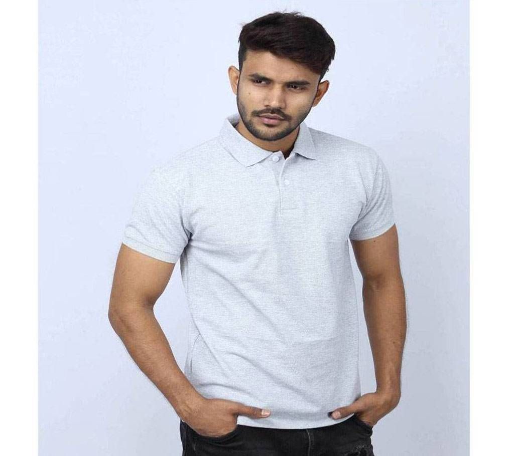 PK Cotton Short Sleeve Polo Shirt For Men - Grey 