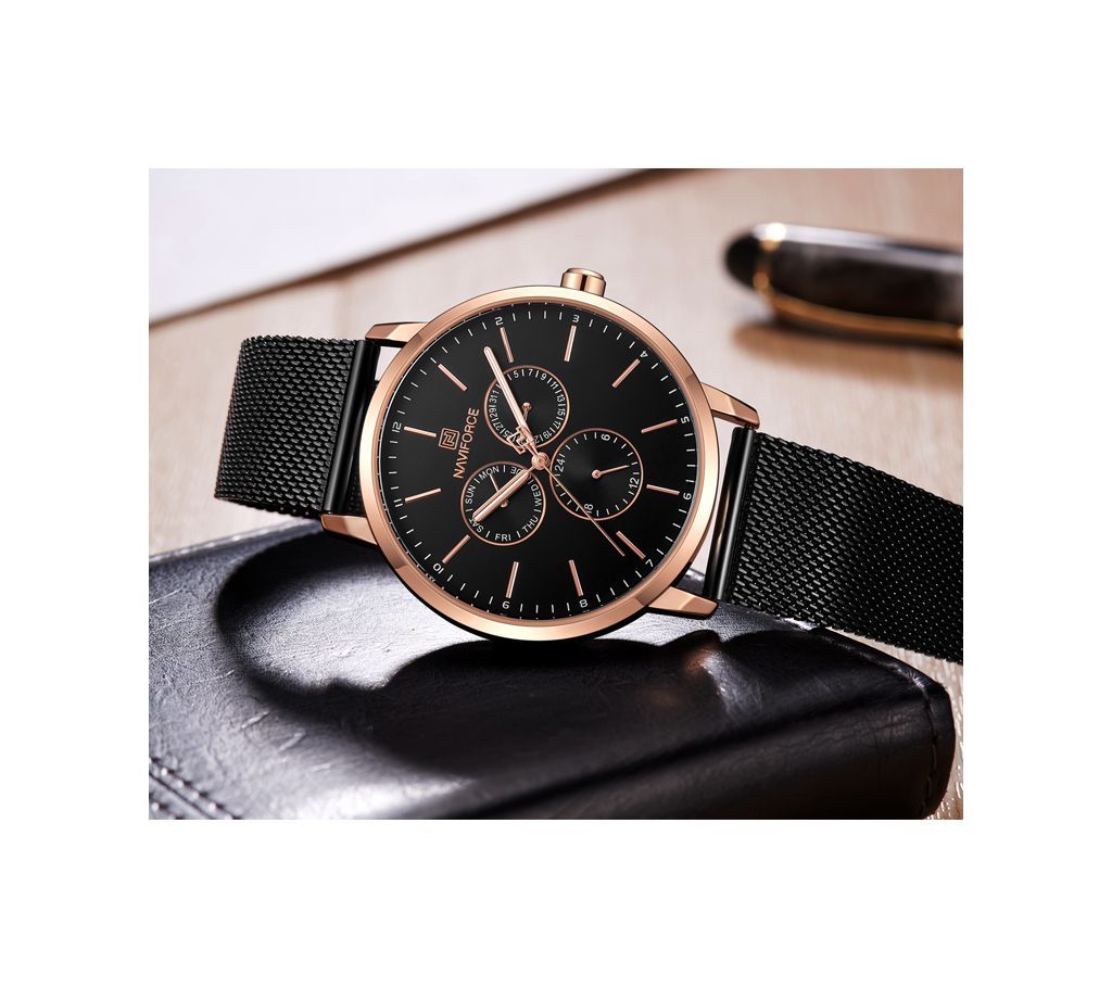 NAVIFORCE 3001S New Men Watch Luxury Brand Mens Crystal Stainless Steel Fashion Quartz-Watch Casual Male Wristwatch