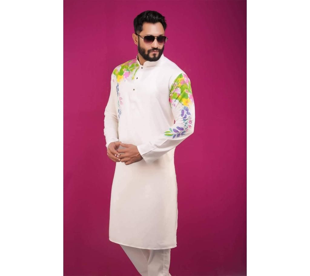 Semi Long Cotton Boisakhi Punjabi for Men 