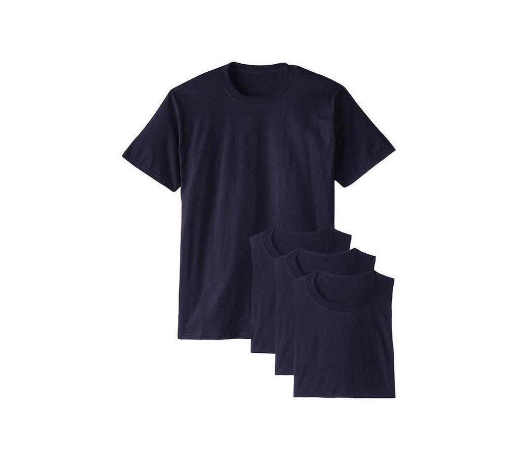 Mens Navy Blue color cotton Crew neck  t-shirt 4 pcs