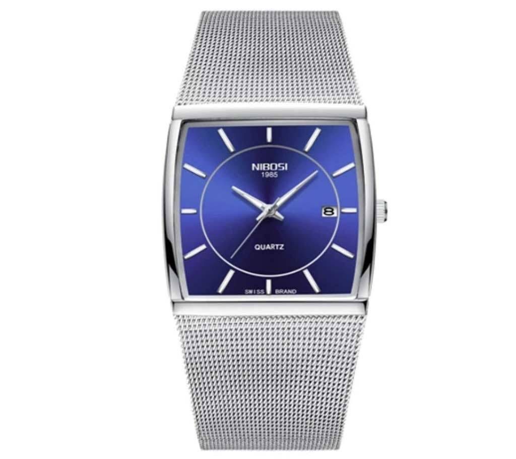 NIBOSI NI -2338 Square Quartz Waterproof Date Clock  Stainless Steel Wrist Watch For Men 2019