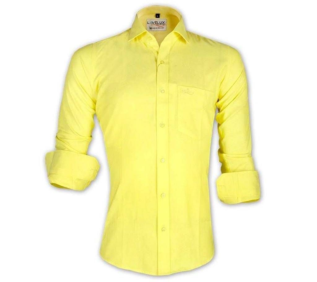 Casual Cotton Shirt For Men - Yellow - SPN