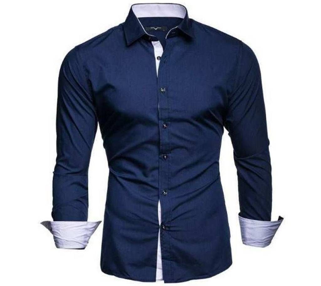 Navy Blue Sleeve Casual Shirt for Men - 5