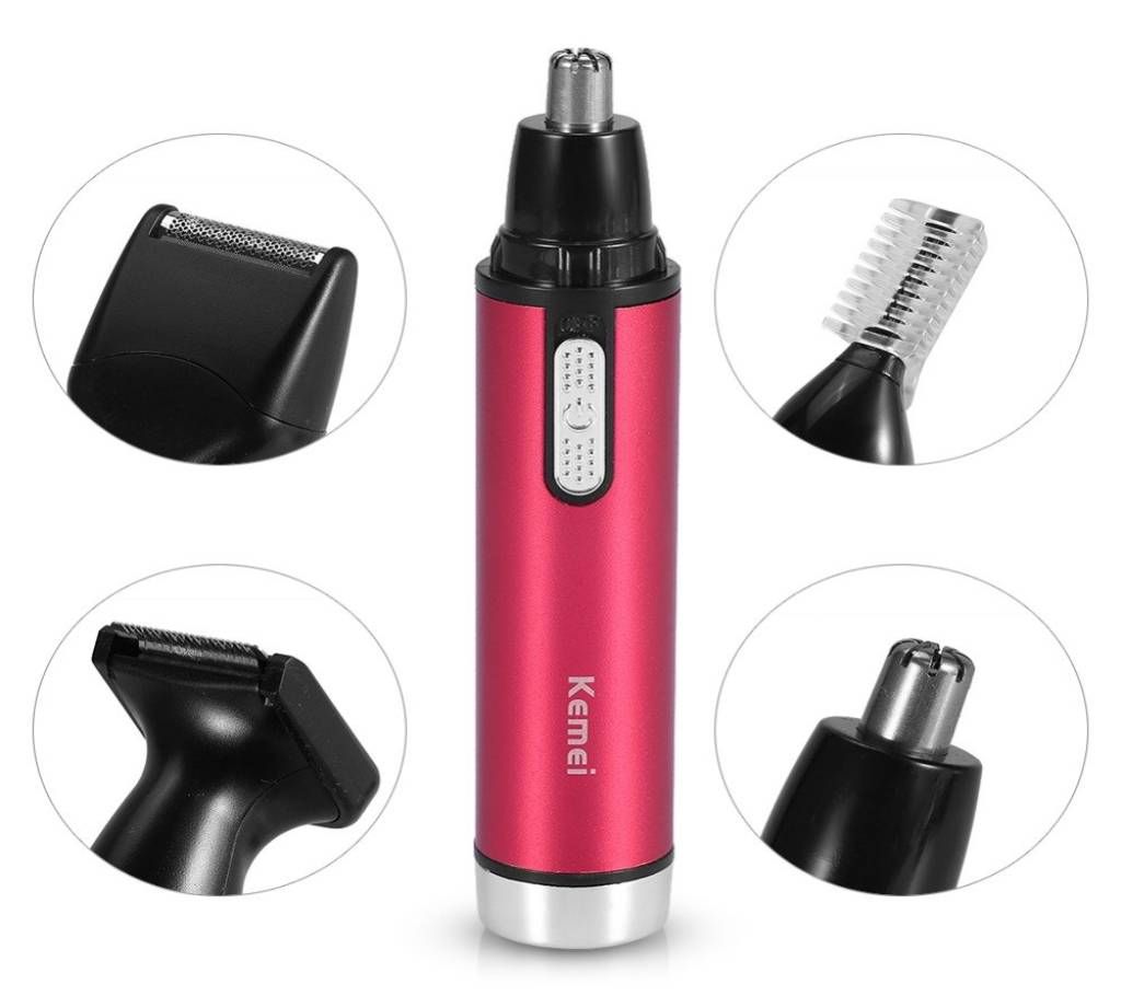 Kemei KM-6620 Profession Trimmer For Men Sideburns Hair Cut Eyebrow Trimmer Women 4 in 1 Battery Ear and Nose Hair Trimmer Lady