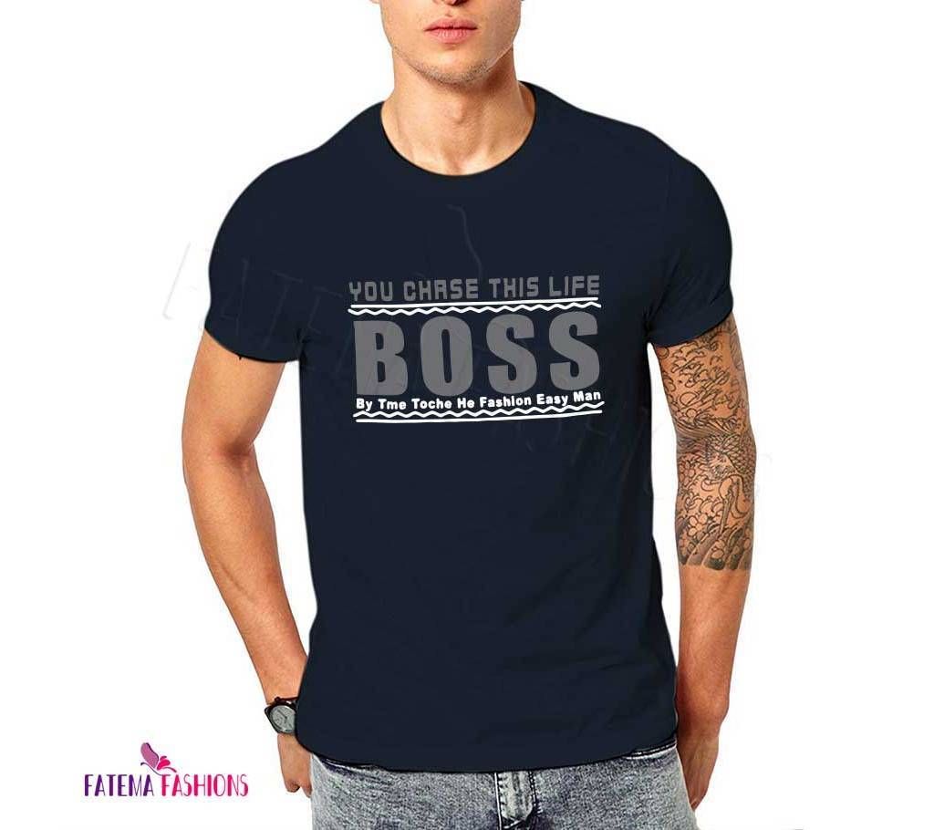 Mens Half Sleeve Cotton T-Shirt-Blue