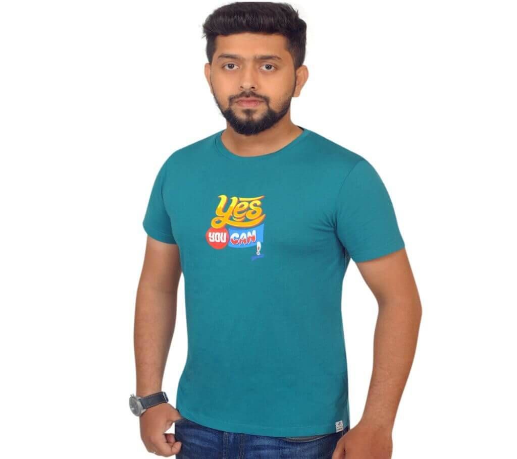 Text Half Sleeve Cotton T shirt For Men-Paste Color