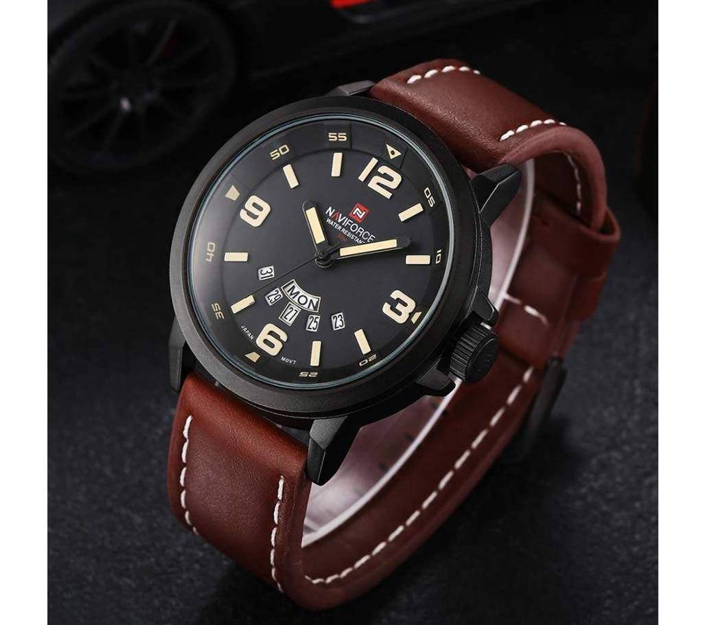 Naviforce Eid Collection NF9028 Leather Watch Quartz Movement - Brown