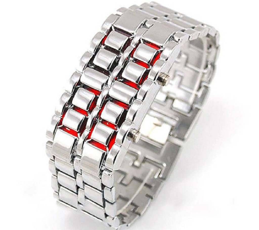 Fashion Volcanic Iron Lava Samurai Metal Faceless Bracelet LED Metal Wrist Watch