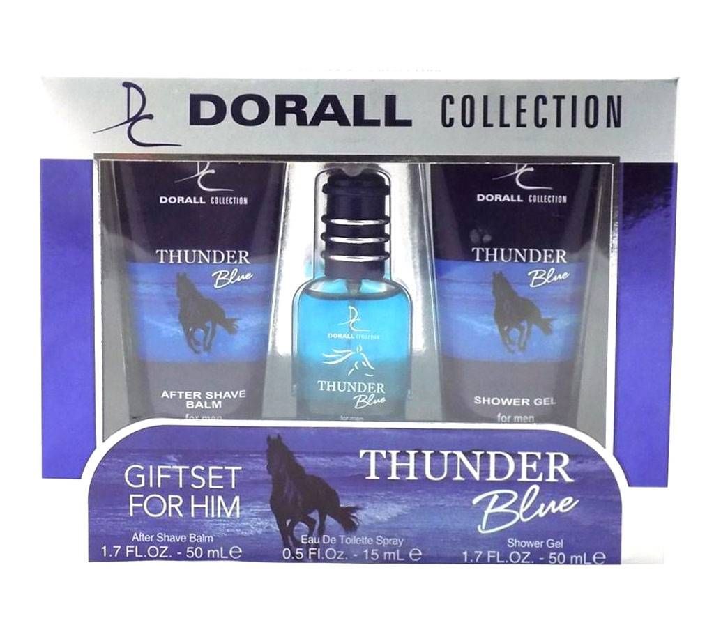 Thunder Blue Gift Set For Him (Mens 3 Piece Fragrance Gift Set) Dorall Collection 115 ml USA