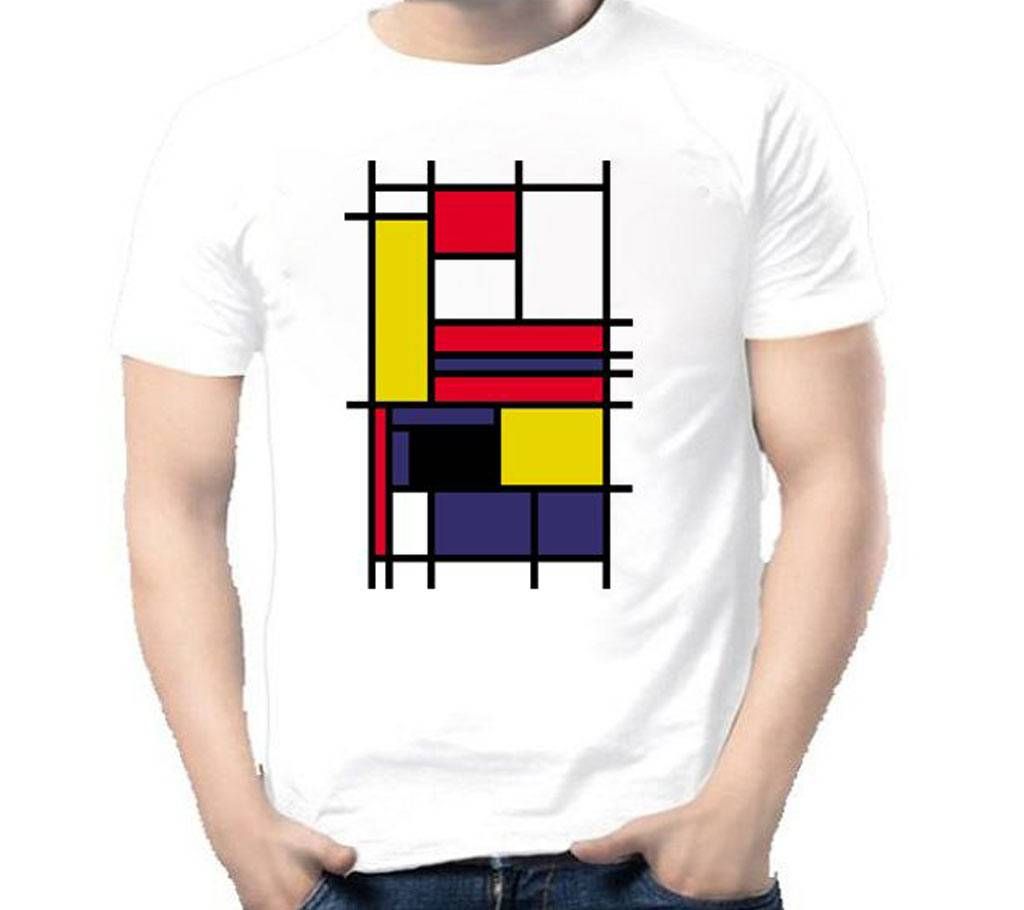 Box Decorated Gents Half Sleeve Cotton T-Shirt