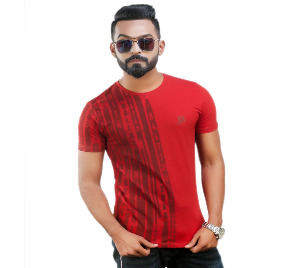 Solid Side Design Mens Half Sleeve Casual Regular Fit T Shirt Eta