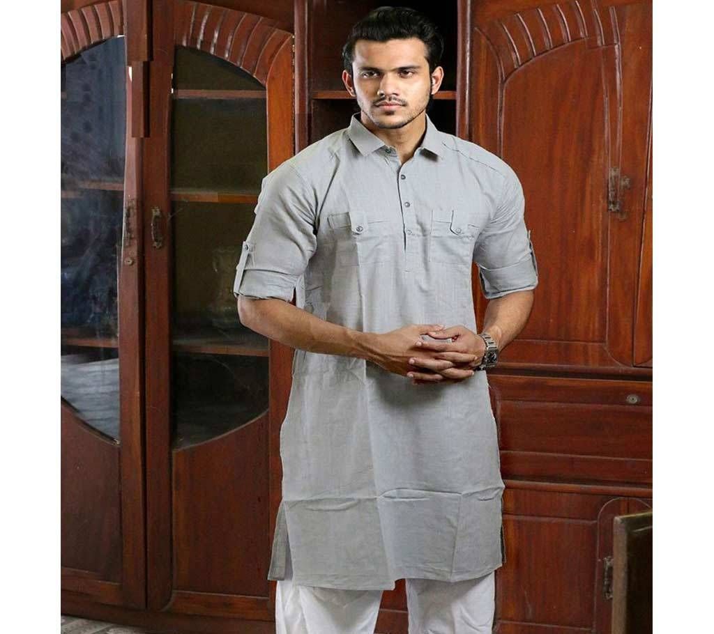Mens Panjabi (Kabli Shaped) - Ash - MKP 12