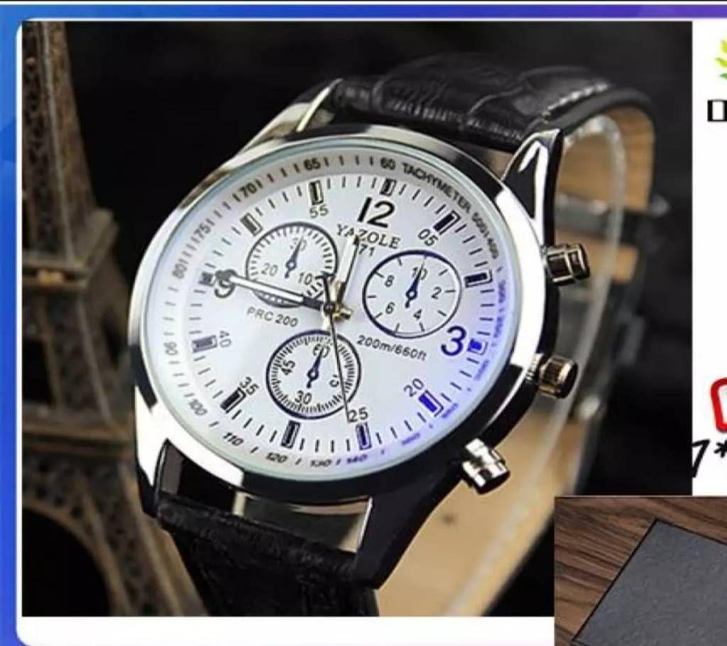 Original Yazole 271 Men Quartz Fashion Military Luxury Watch Black