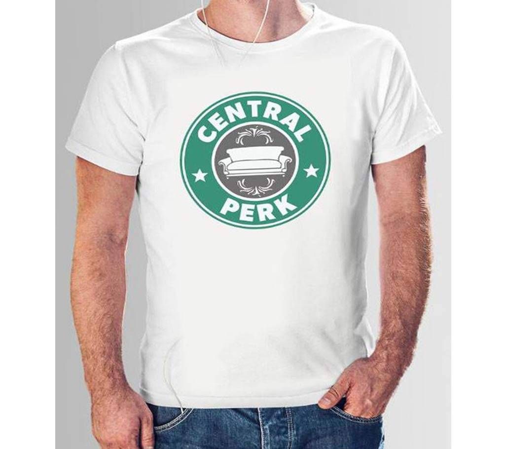 Rubber Print Cotton T-shirt - White - Central Perk - CHS