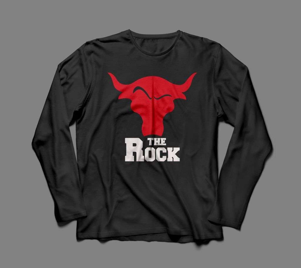 THE ROCK LONG SLEEVE BLACK COTTON TSHIRT FOR MEN