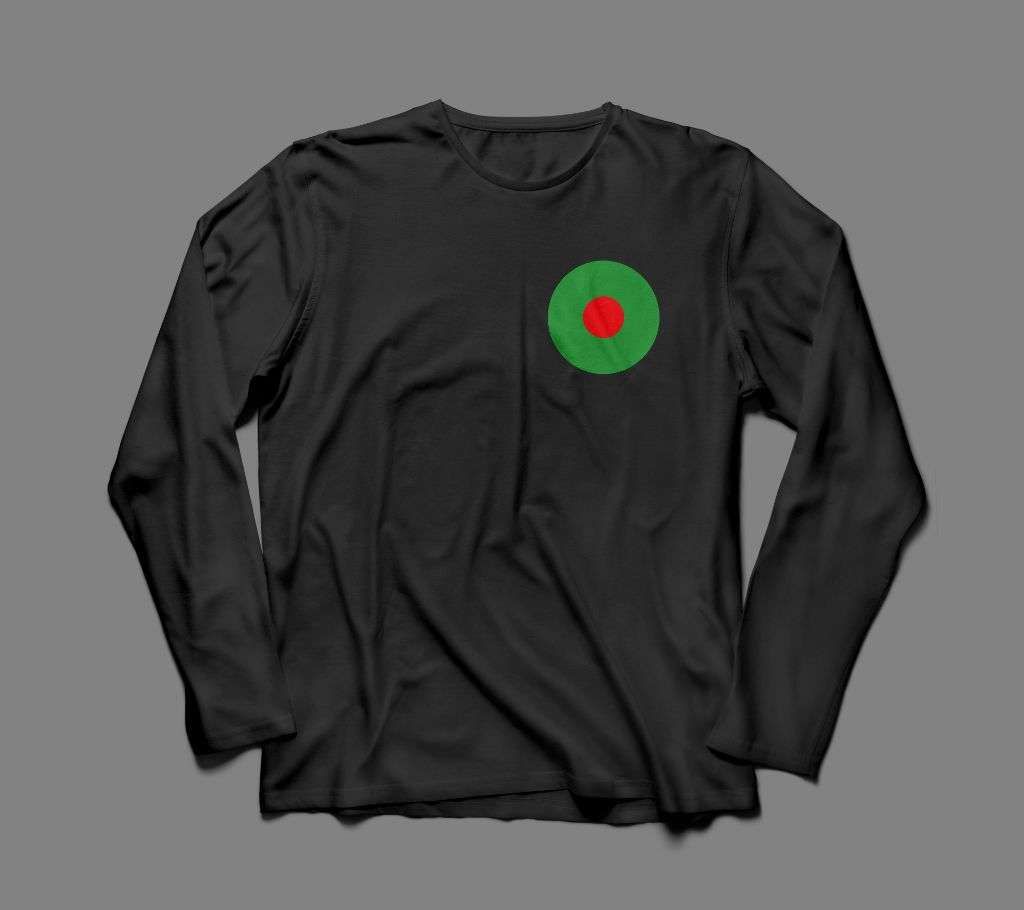 BANGLADESDH FLAG LONG SLEEVE BLACK COTTON TSHIRT FOR MEN