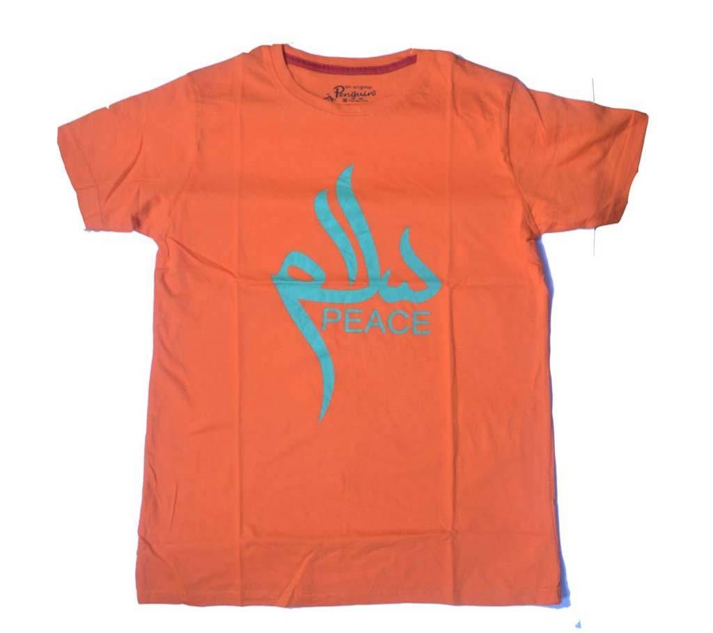 Peace-Half Sleeve T-Shirt For Men-Orange