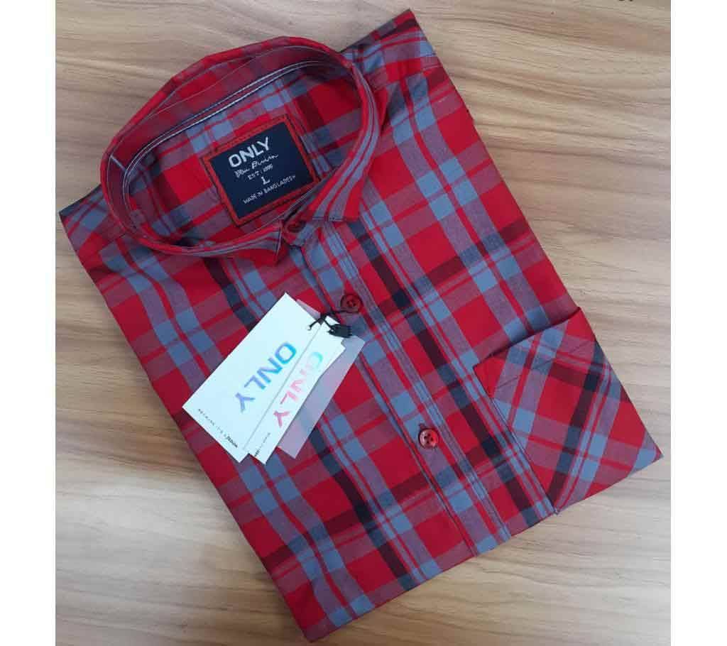 Full Sleeve Casual Shirt For Men- Red Check 