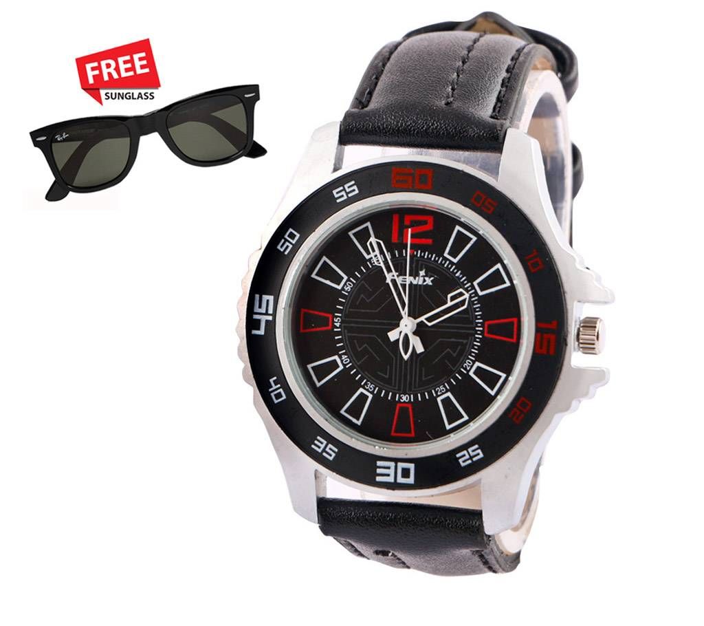 Special Offer Men's Casual watch with a free Sun glass