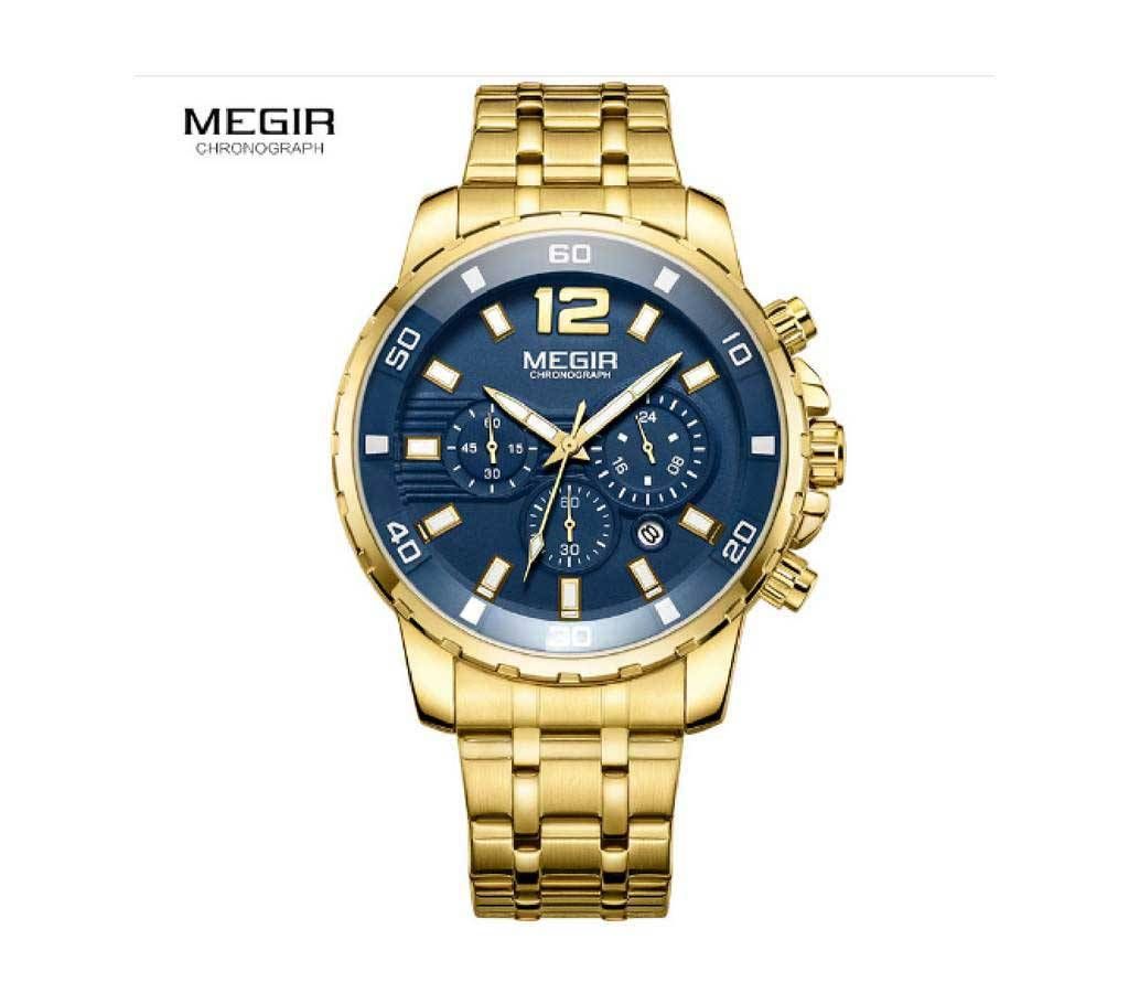 MEGIR 2068 Stainless Steel Gold Chronograph Watches - Men