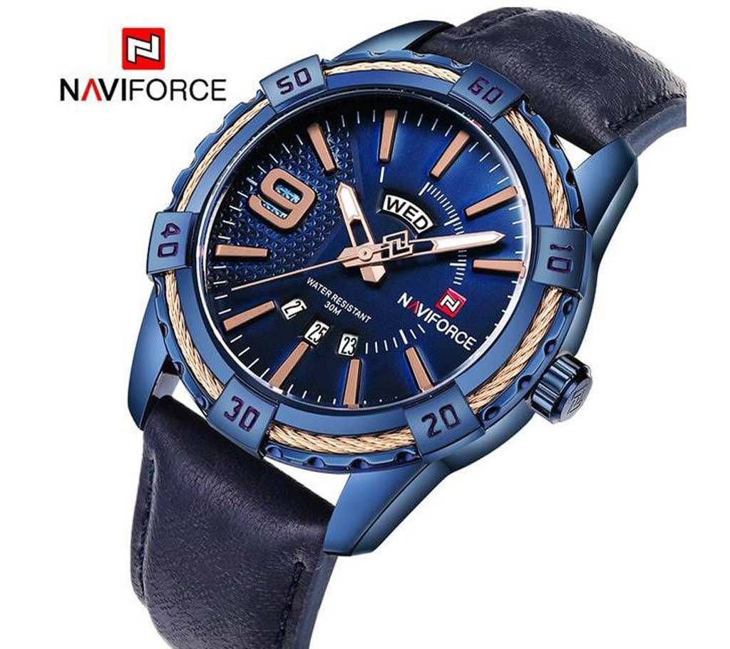 NAVIFORCE NF9117 PU LEATHER WRIST WATCH FOR MEN - BLUE