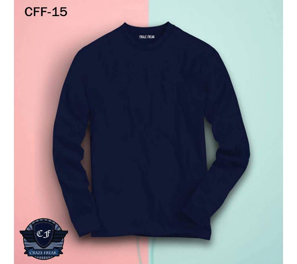 NAVY BLUE FULL SLEEVE COTTON T-SHIRT