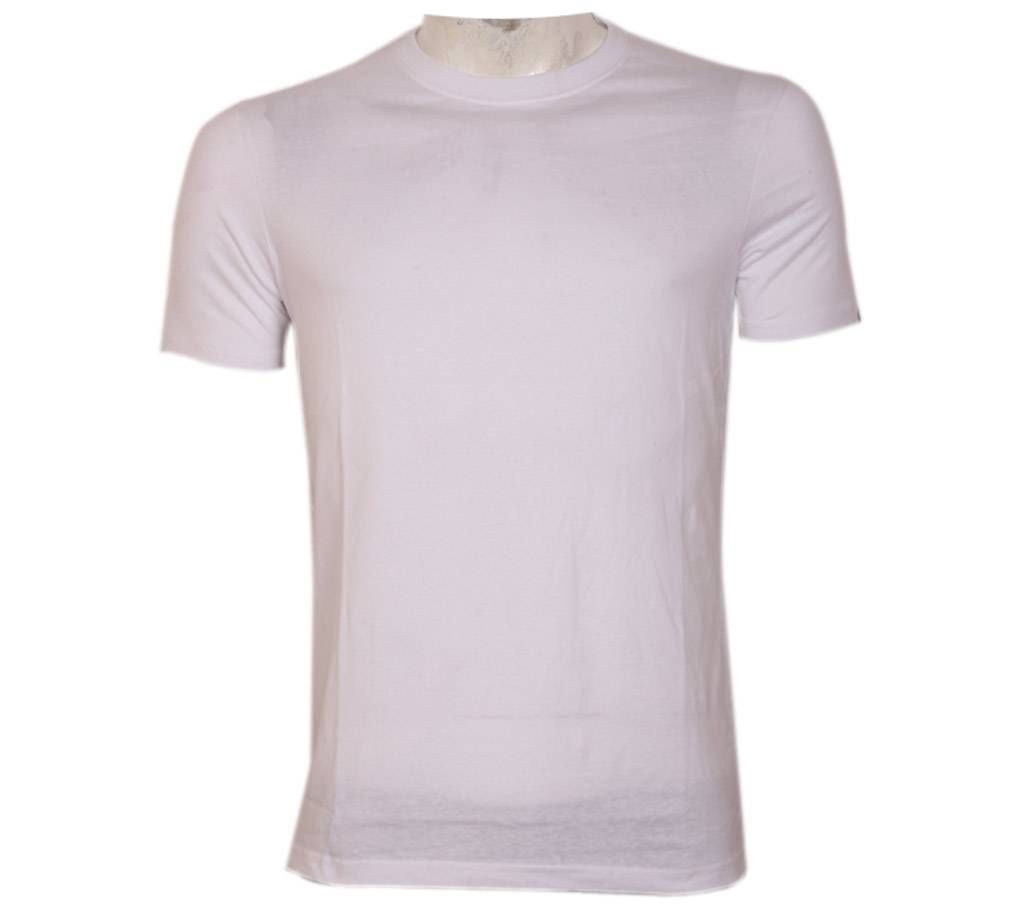 White Cotton Round neck T-Shirt for men