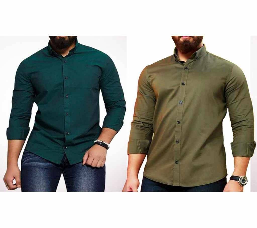 Combo Men's Full Sleeve Shirt (2 Piece) 