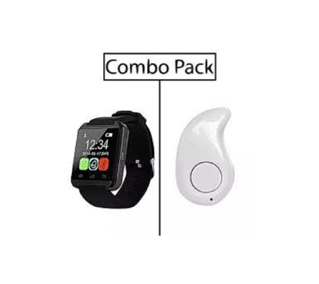 Combo of RX-U8B-HQ Bluetooth Smart Watch and S530 Mini Bluetooth Earphone