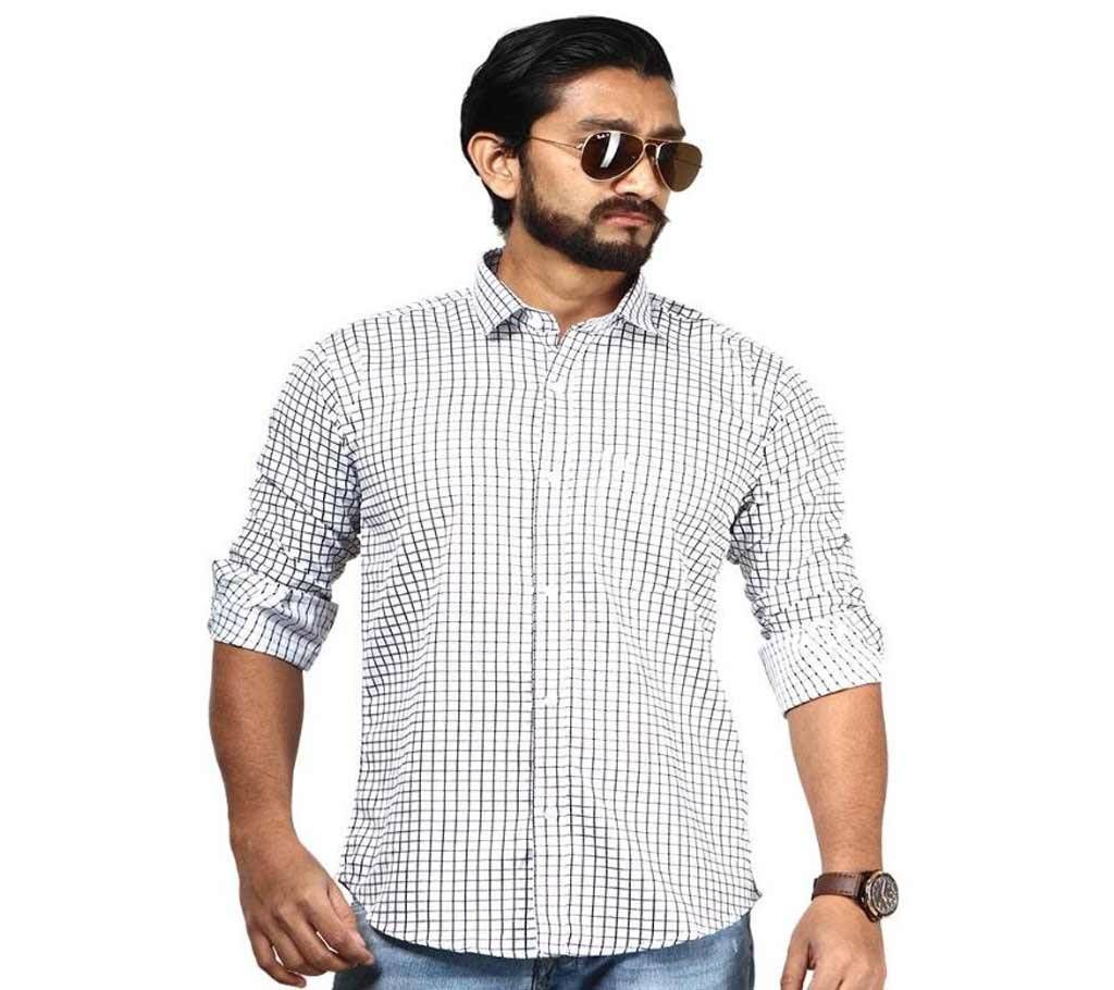 white stripe Cotton Long Sleeve formal Shirt for Men