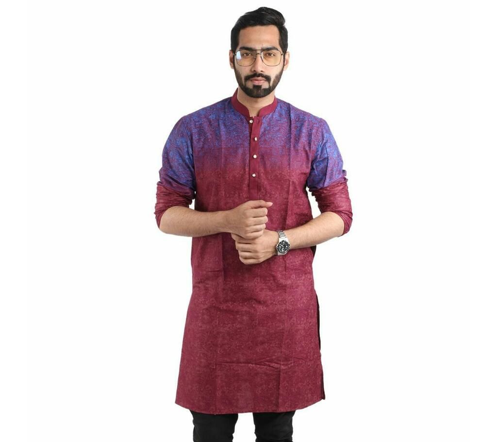 China Cotton Panjabi For Man  Maroon and Solder Purple