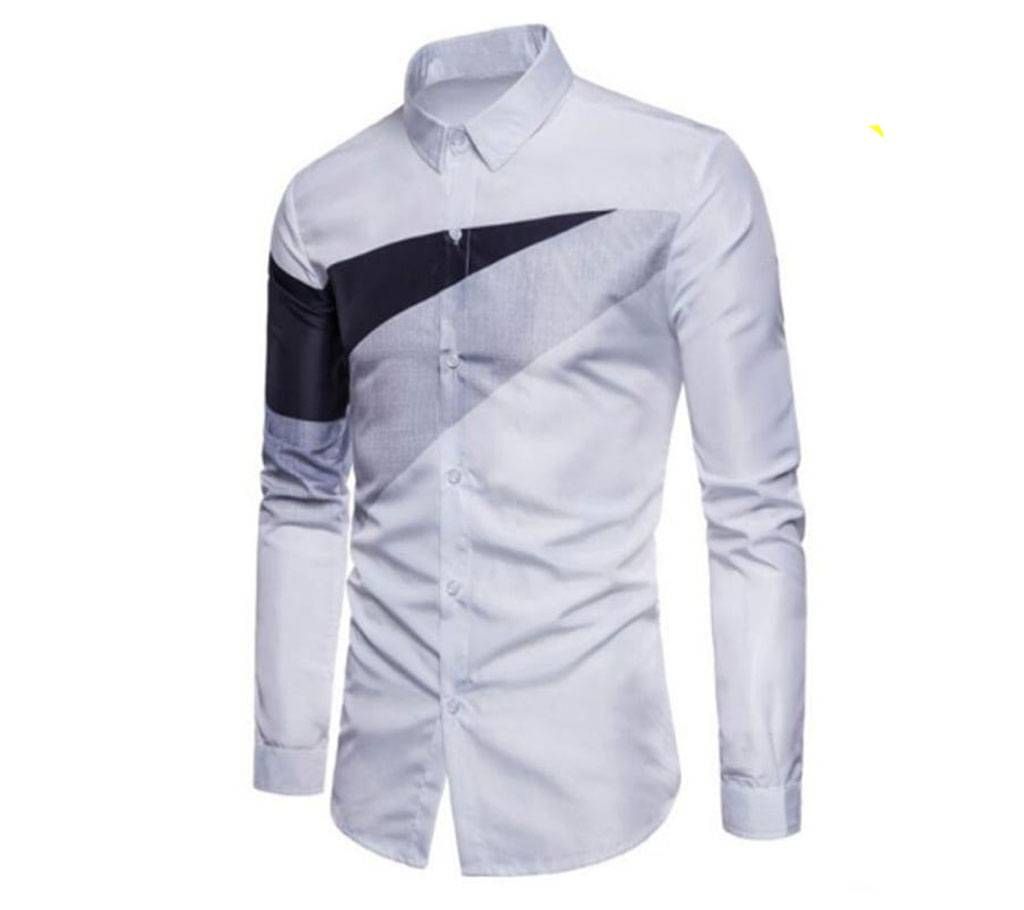 SK Blue White  Gents Full Sleeve Casual Cotton Shirt 