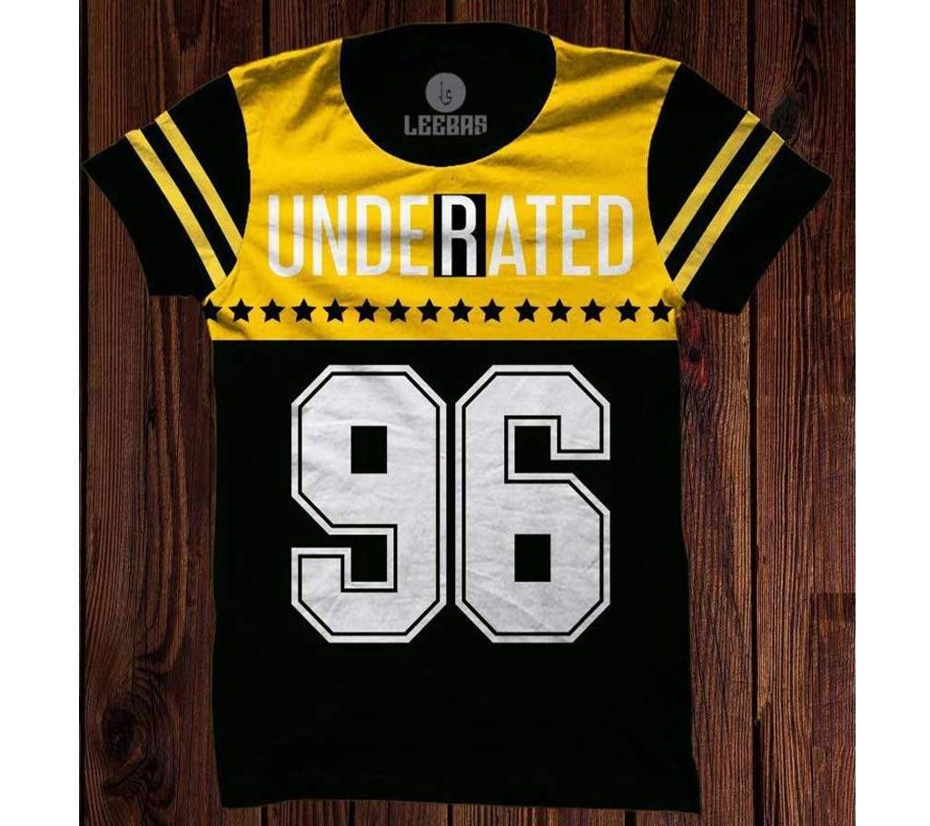 Casual Graphic Print Cotton T-shirt - UNDER RATED 96 - Black and Yellow - LB106 - LBS
