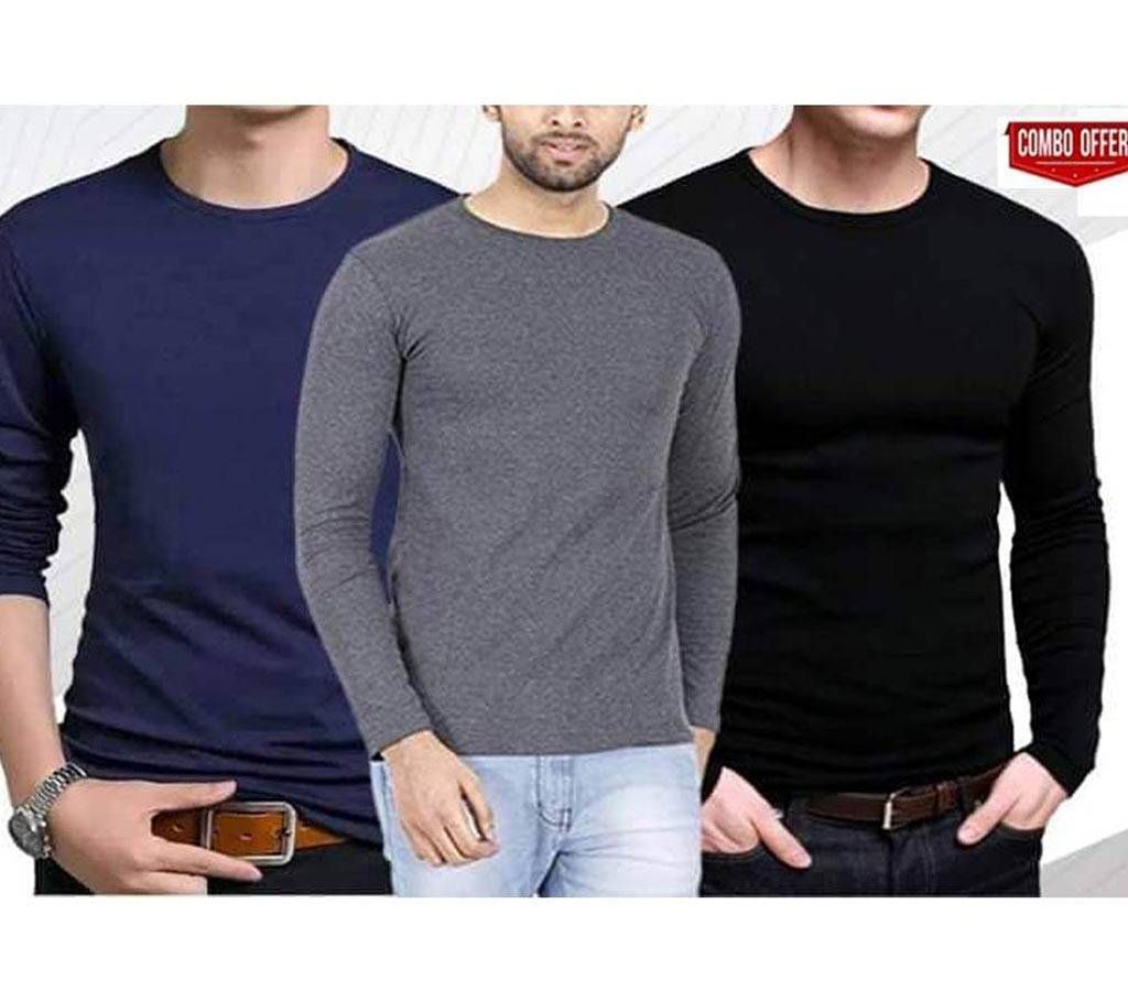 Full Sleeve Formal Winter T-Shirt -  3 Color Combo