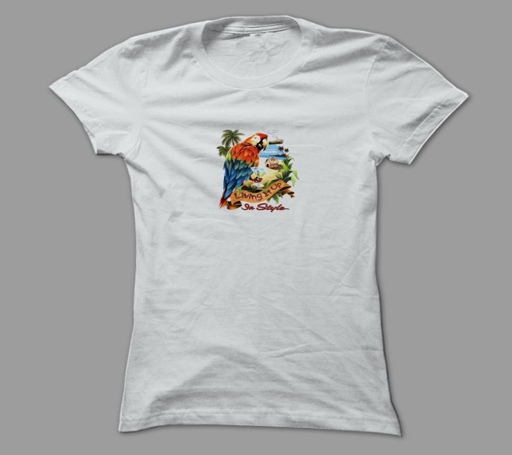 Living It Up White Polyester T-Shirt