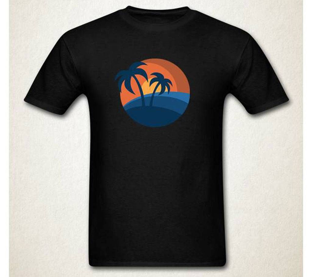 Sea Beach Gents Half Sleeve Cotton T-Shirt Black