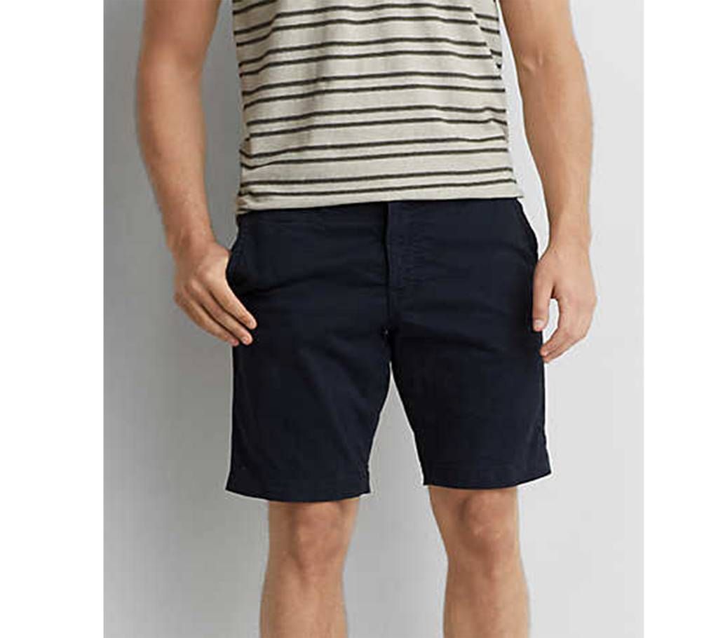 Black Twill Gabardine Two Quarter Shorts Pant for Men