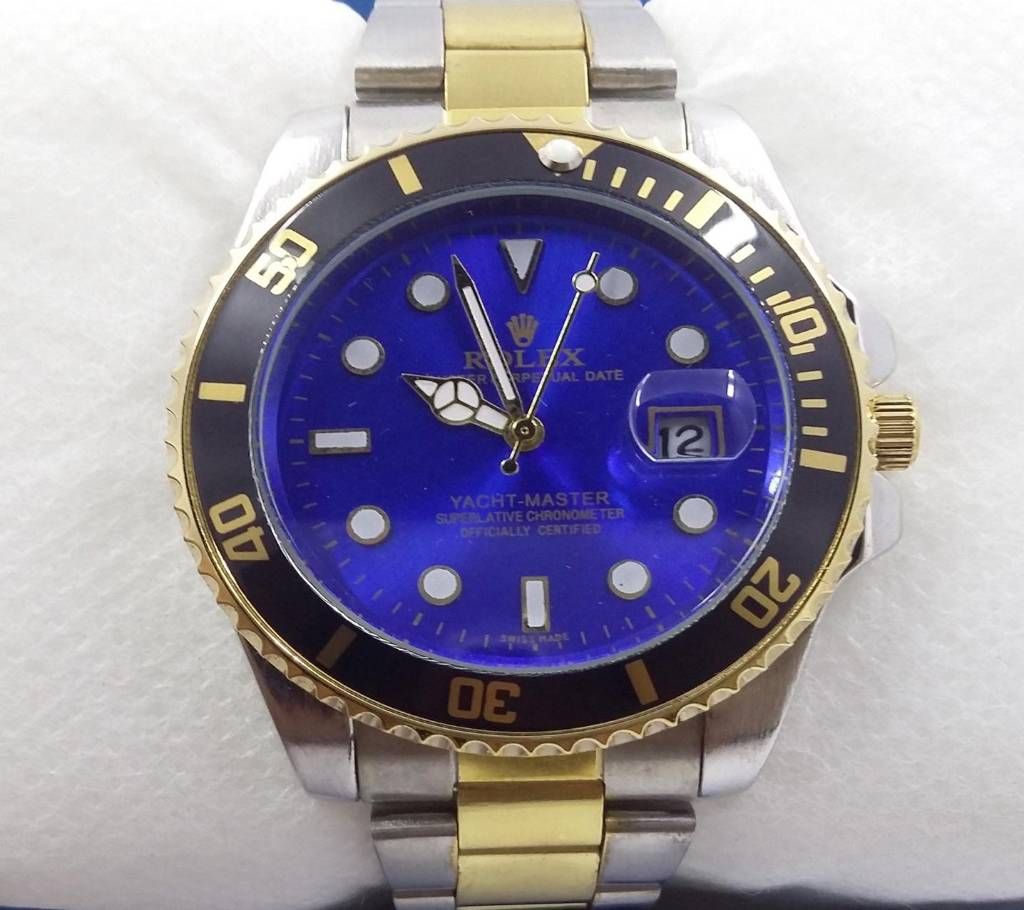 Blue Dial Stainless Steel Watch For Men