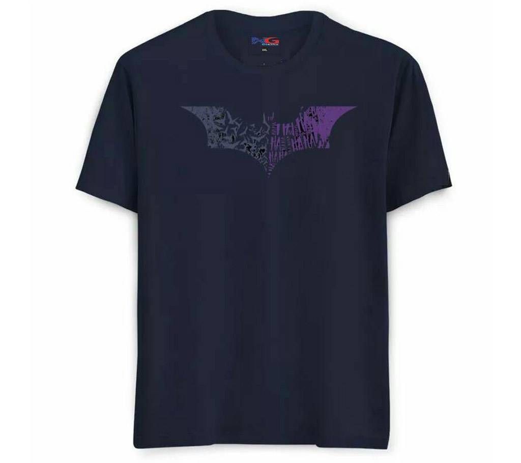 Summer Navy Blue T-shirt Bat Design