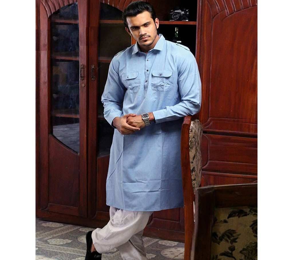 Mens Panjabi (Kabli Shaped) - Sky Blue - MKP 13