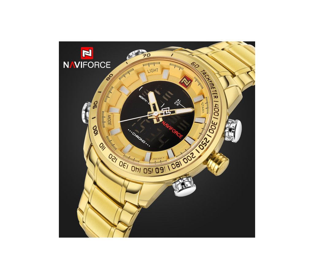 Naviforce Men Sport Watches Men Quartz Analog LED Watch Man Full Steel Military Waterproof Watch
