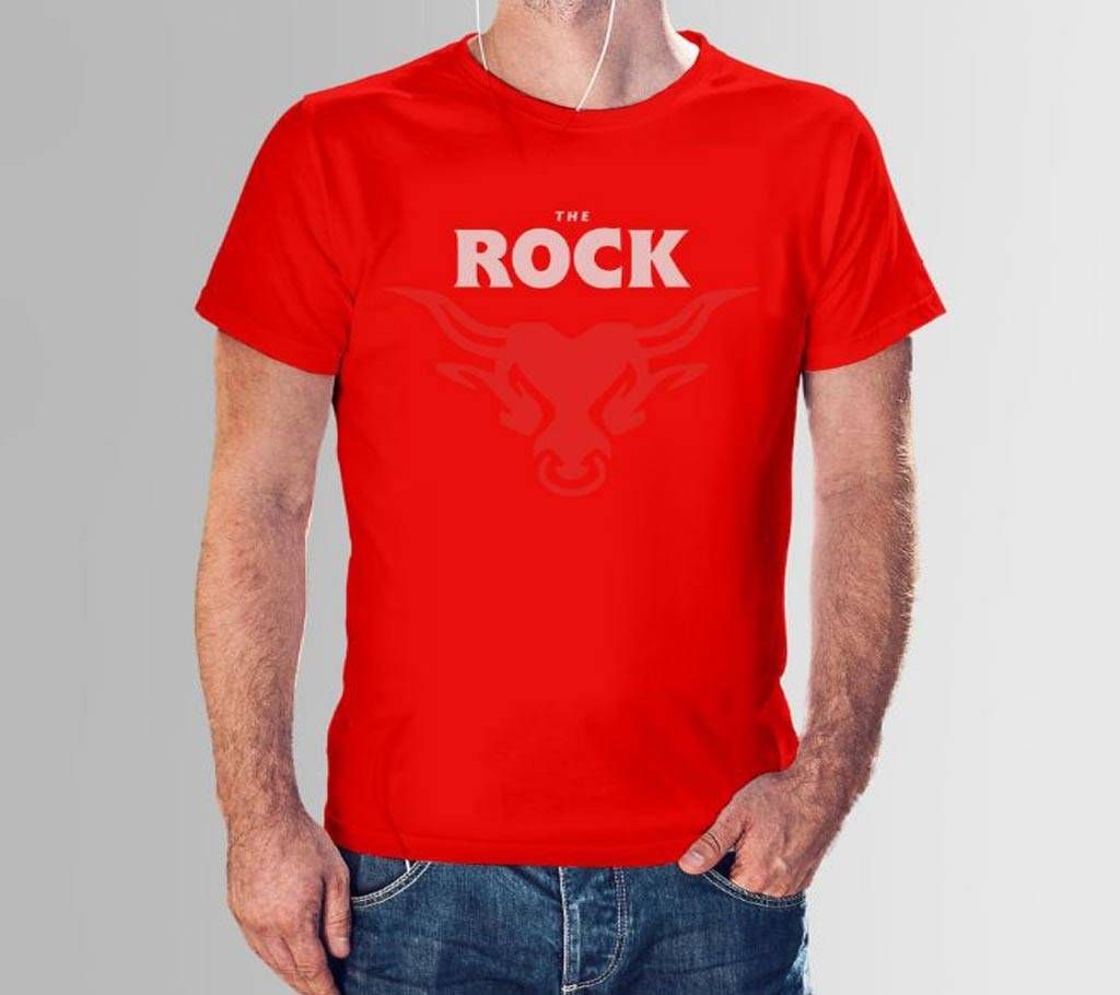 Rubber Print Cotton T-Shirt-The Rock