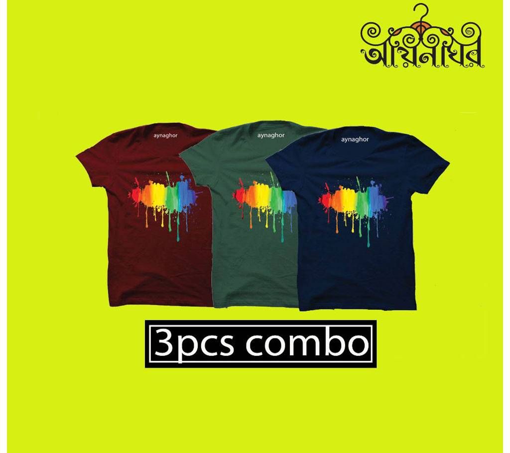 Half Sleeve Cotton T Shirt For Men 3 Piece Combo Offer 