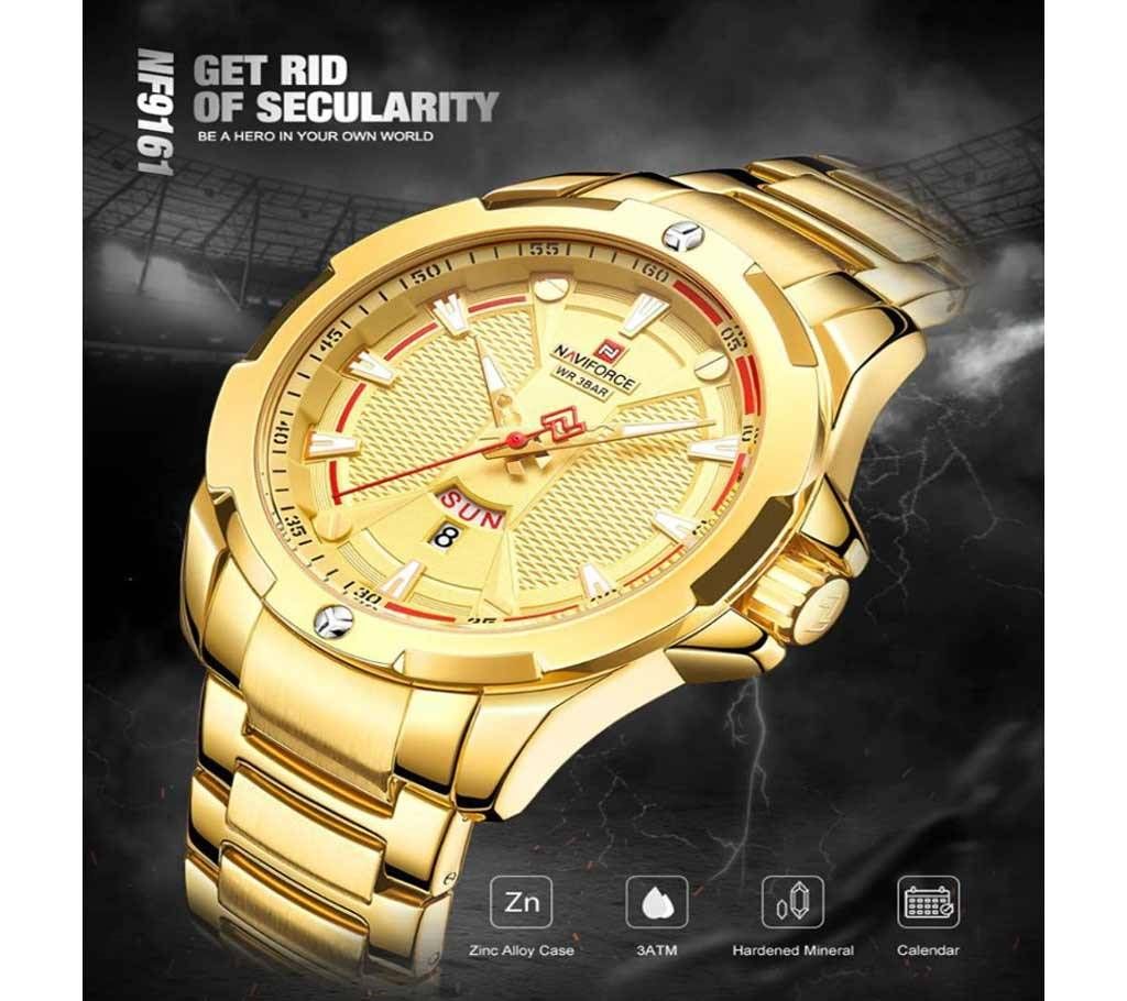 NAVIFORCE 9161 Men Watch Fashion Sports Quartz Military Army Male Wristwatch Genuine Stainless Steel Strap Waterproof