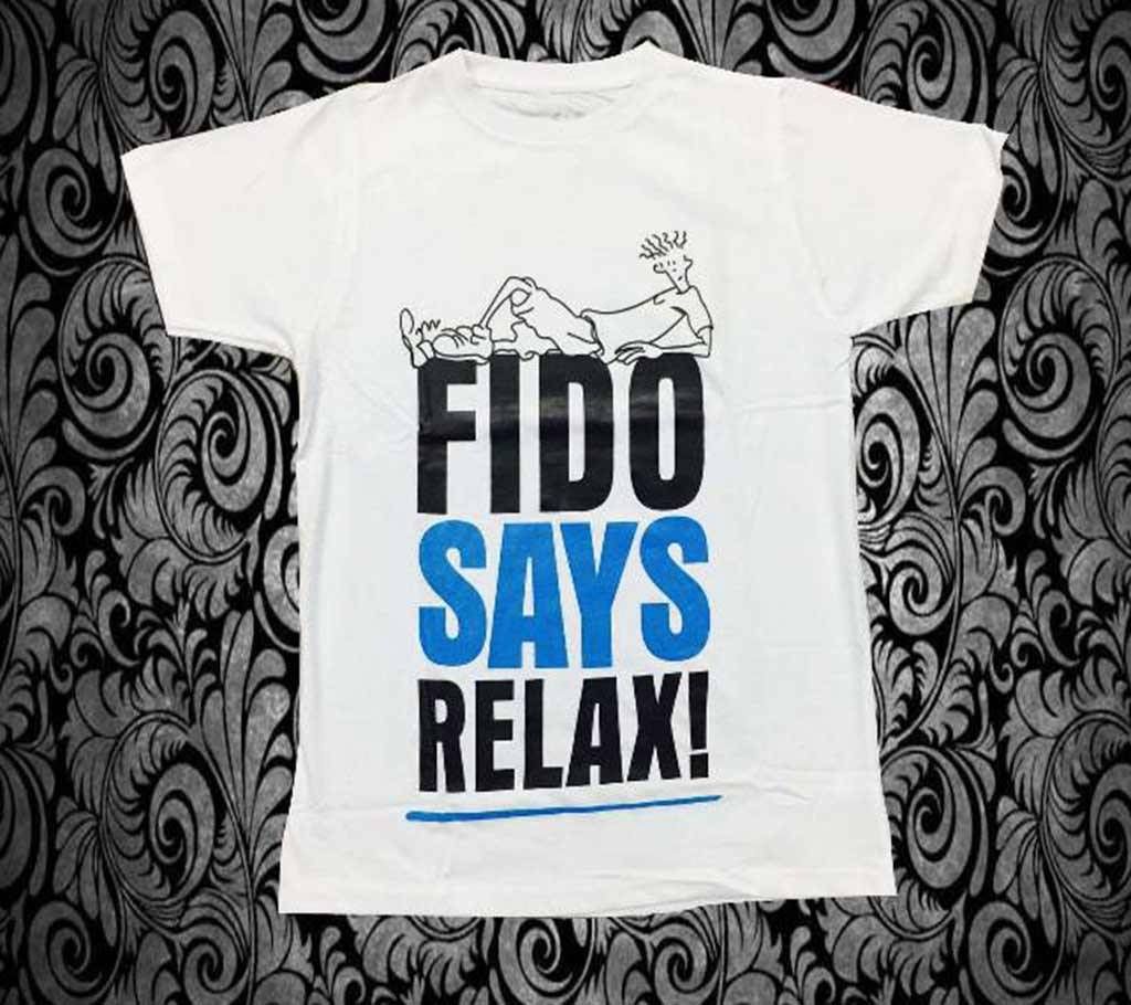 "Fido says relax" Gents Half Sleeve Cotton T-shirt 