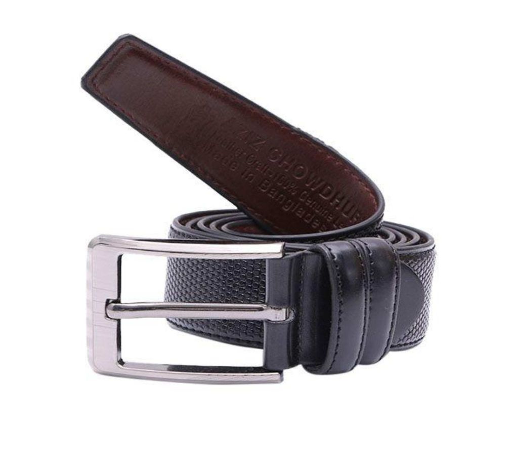 Black Leather Formal Belt For Men-CSB-109