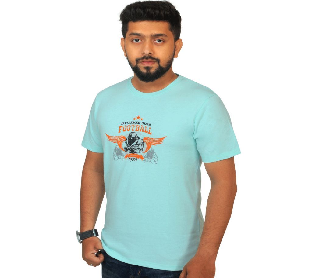 Divine Soul Football Half Sleeve Cotton T shirt For Men