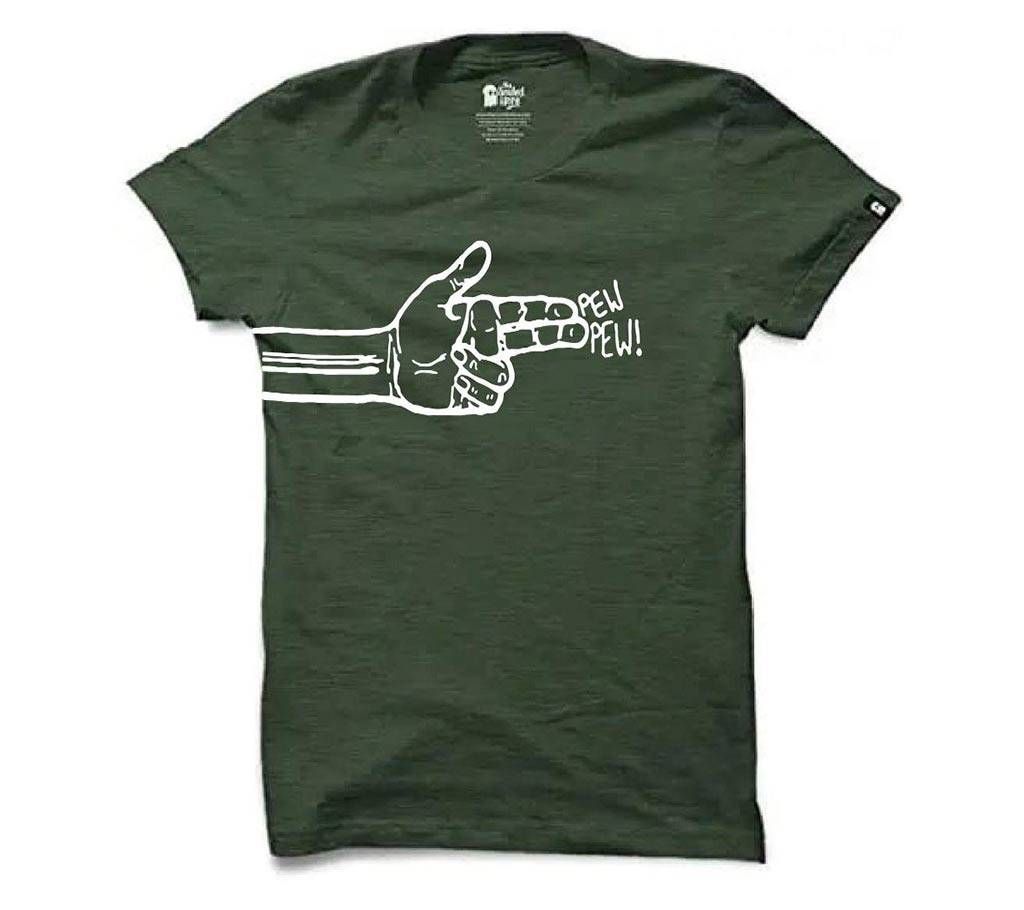 Men's Round Neck T-Shirt Pew Pew